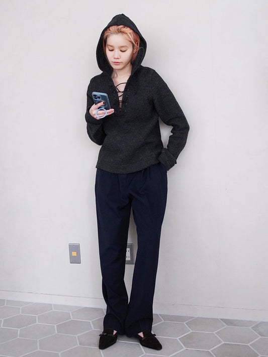 2000s J crew, lace up pullover top