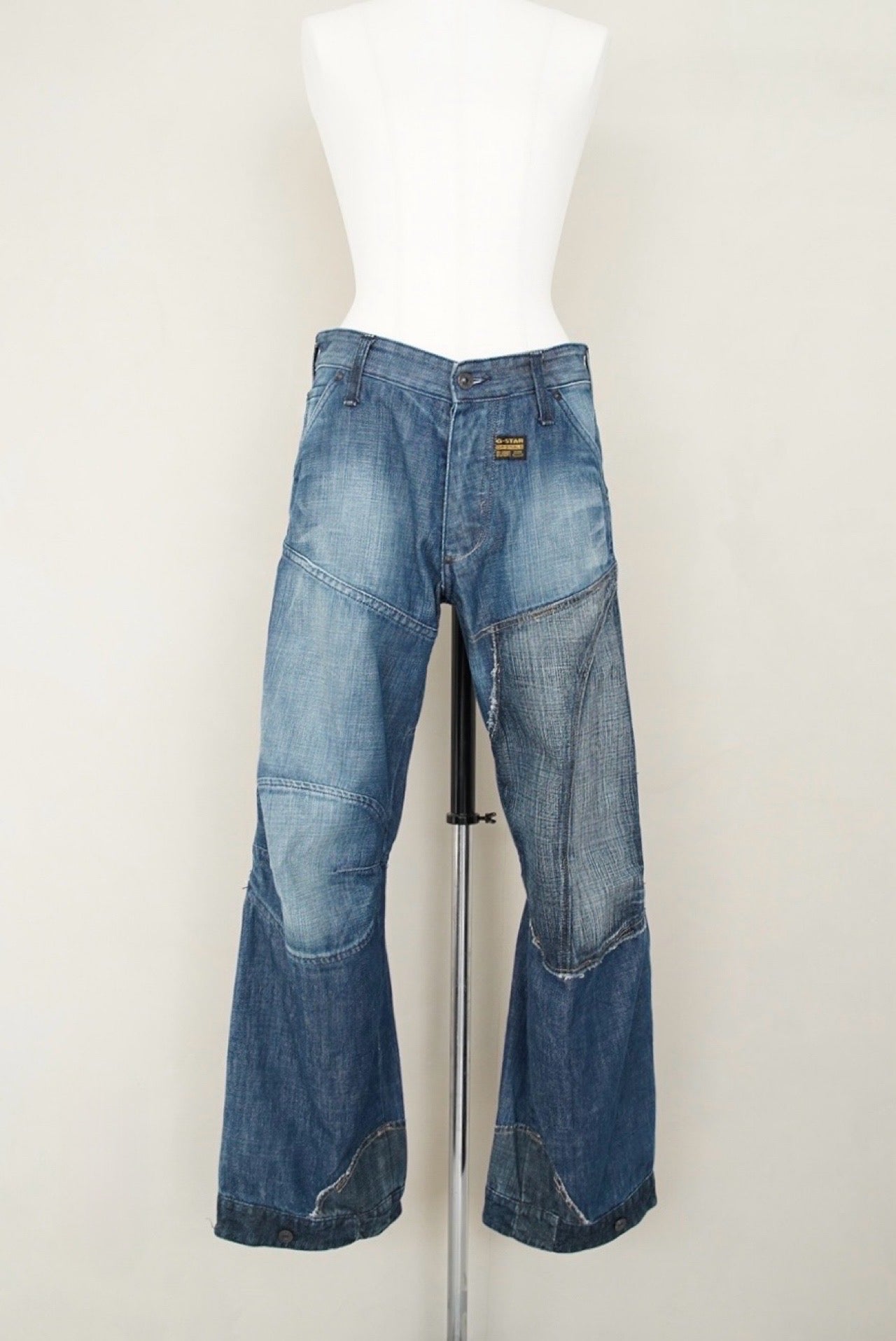 patchwork denim trousers