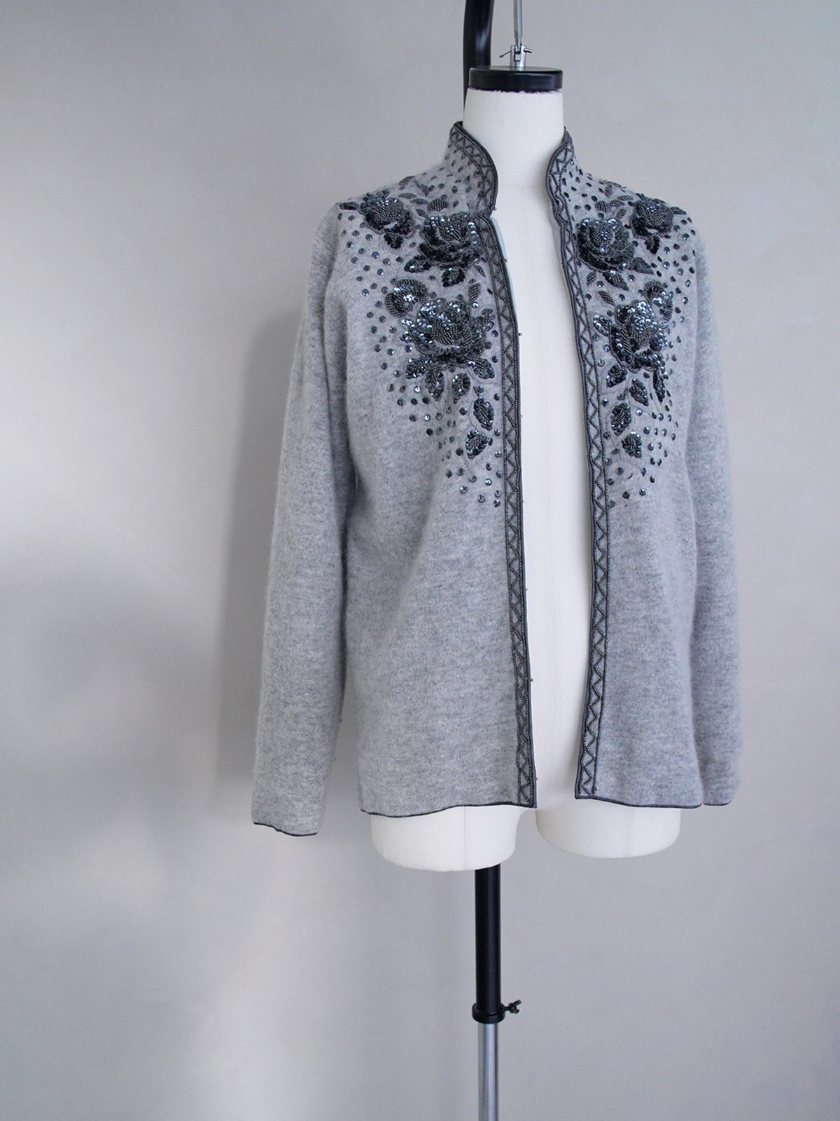 1960s Angola, sequin, embroidered knit jacket