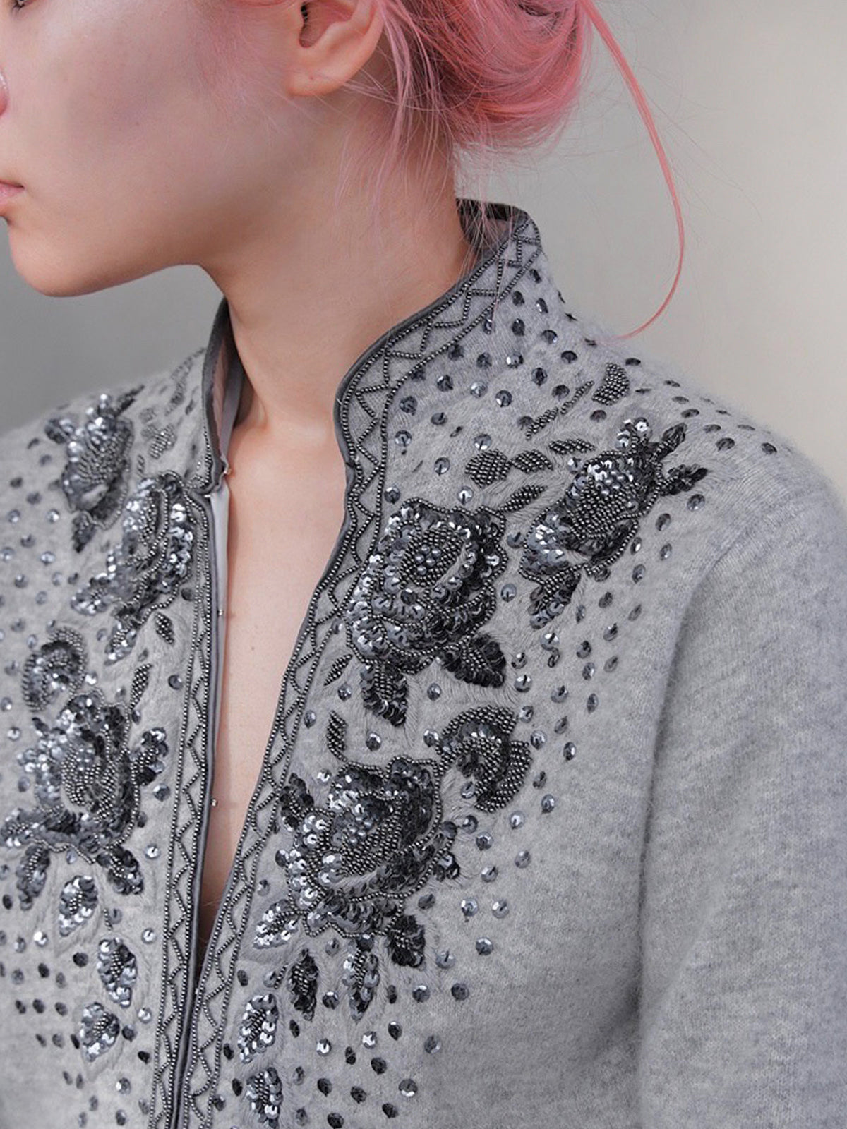 1960s Angola, sequin, embroidered knit jacket