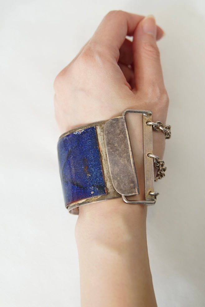 1960-70s Jacob Hull from Denmark, ceramic face chain bracelet