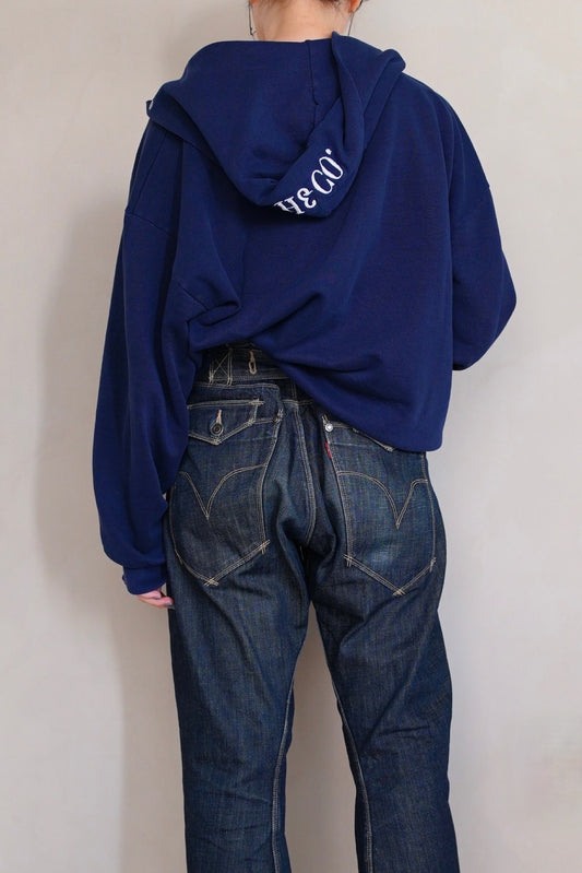 1980s Junk embroidered sweat hoodie in navy