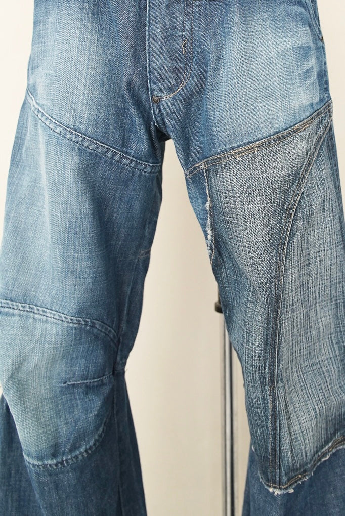 patchwork denim trousers