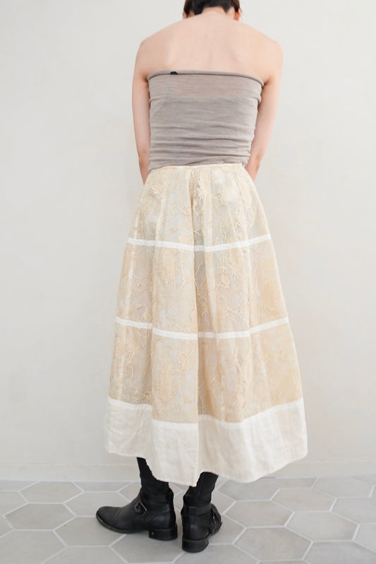 spring 2000s Dries Van Noten, lacework flare skirt