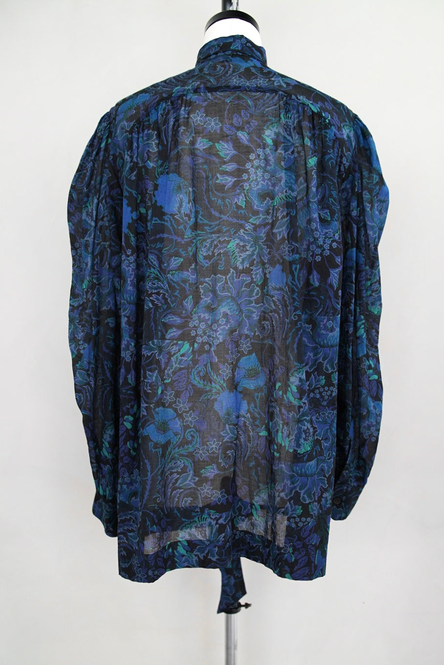 2000s Dries Van Noten, botanical printed detachable long tie blouse