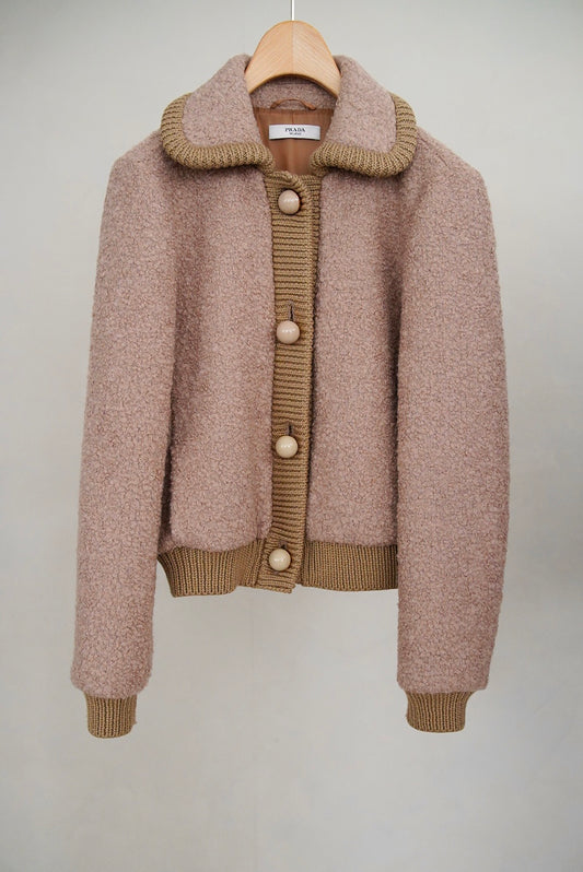 2000s Prada, curly wool studium blouson