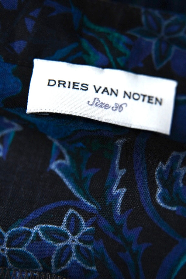 2000s Dries Van Noten, botanical printed detachable long tie blouse