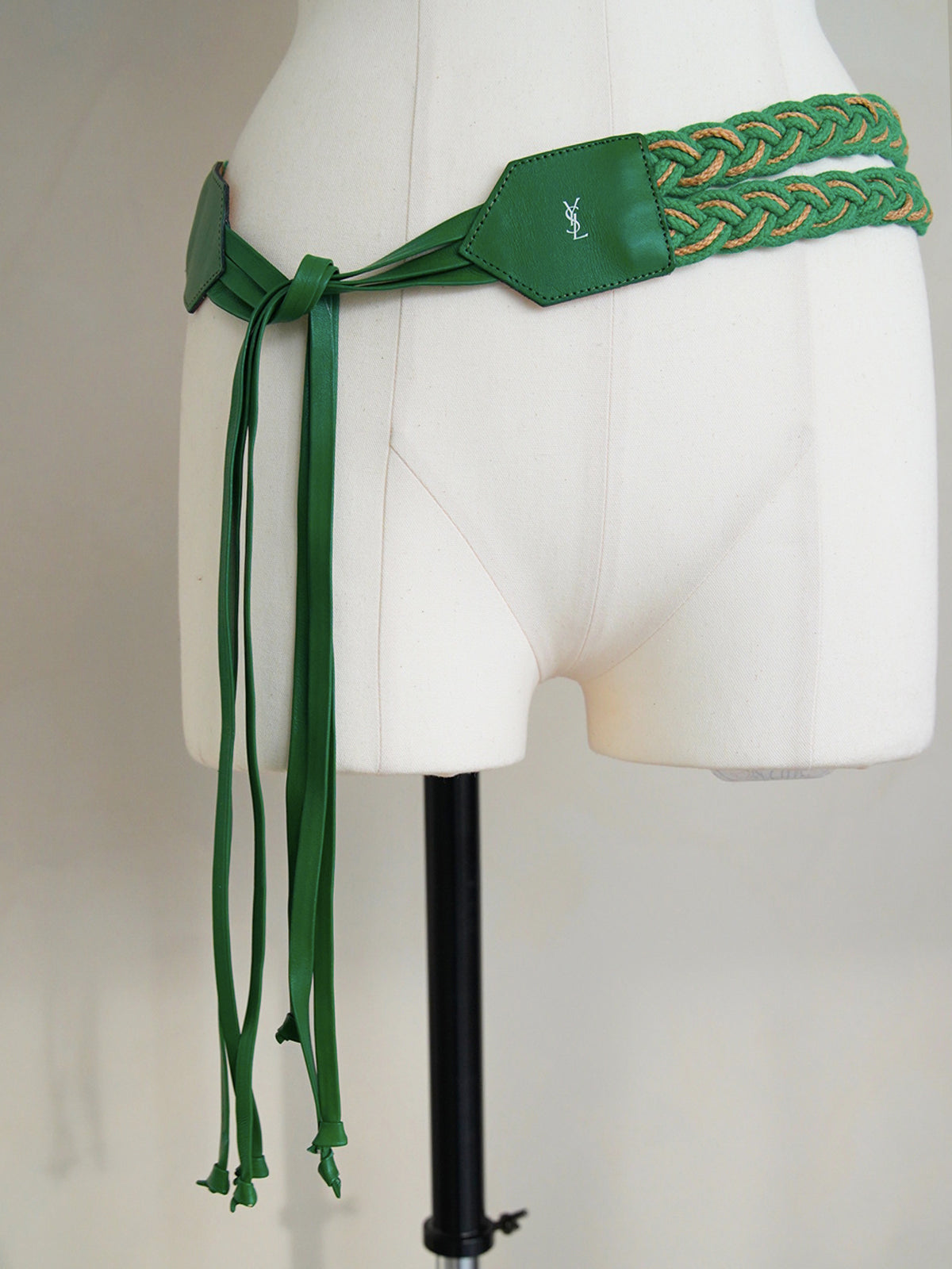 1980s Yves Saint Laurent, woven fringe leather belt