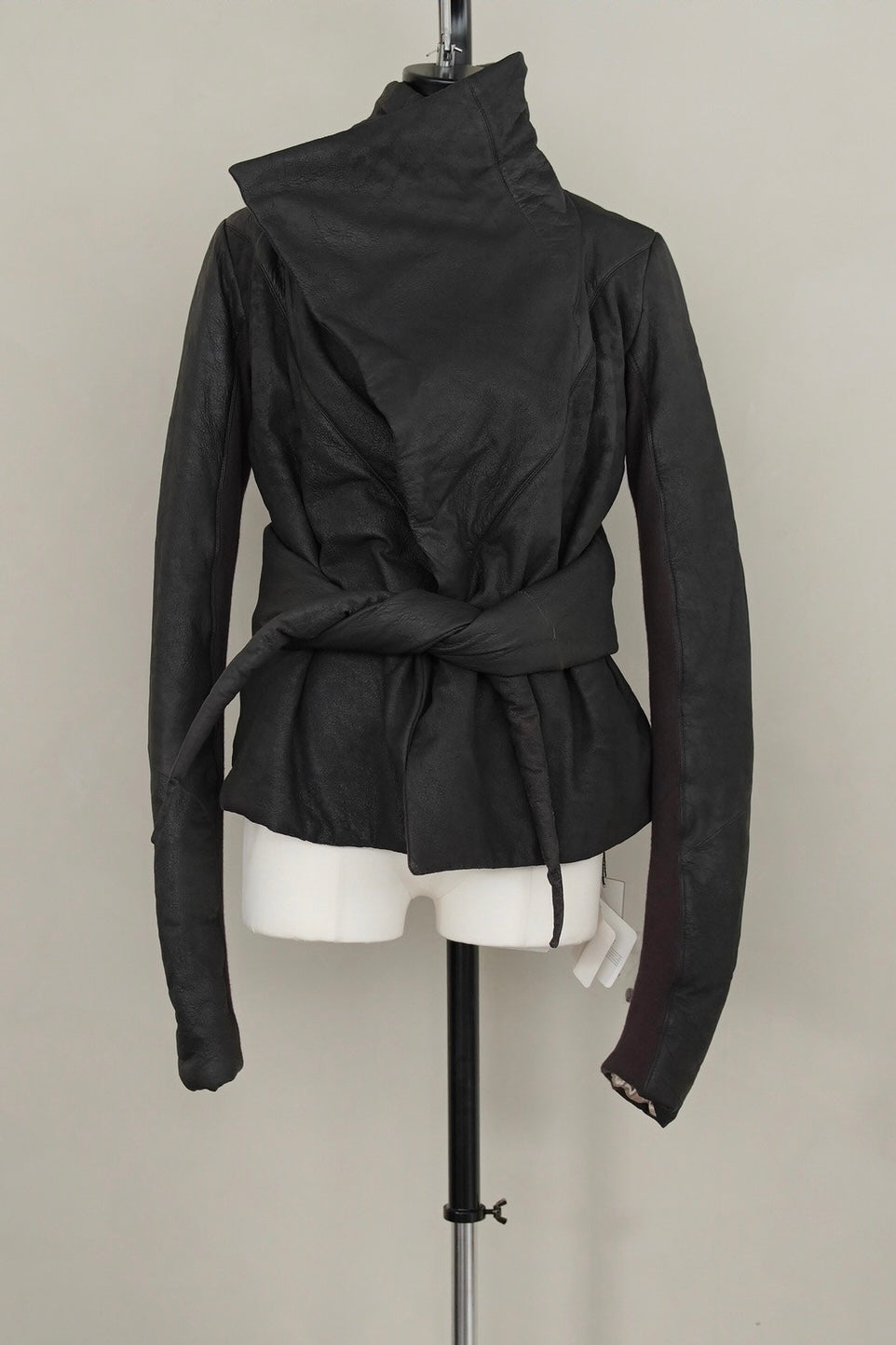 2000s Rick Owens, stone wash leather puffer down jacket