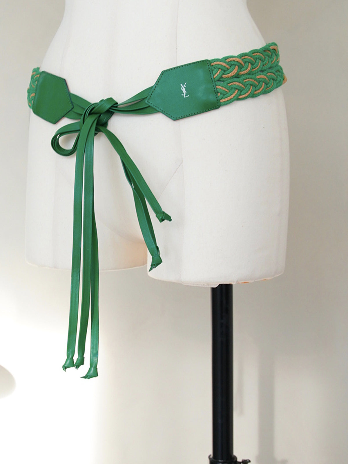 1980s Yves Saint Laurent, woven fringe leather belt