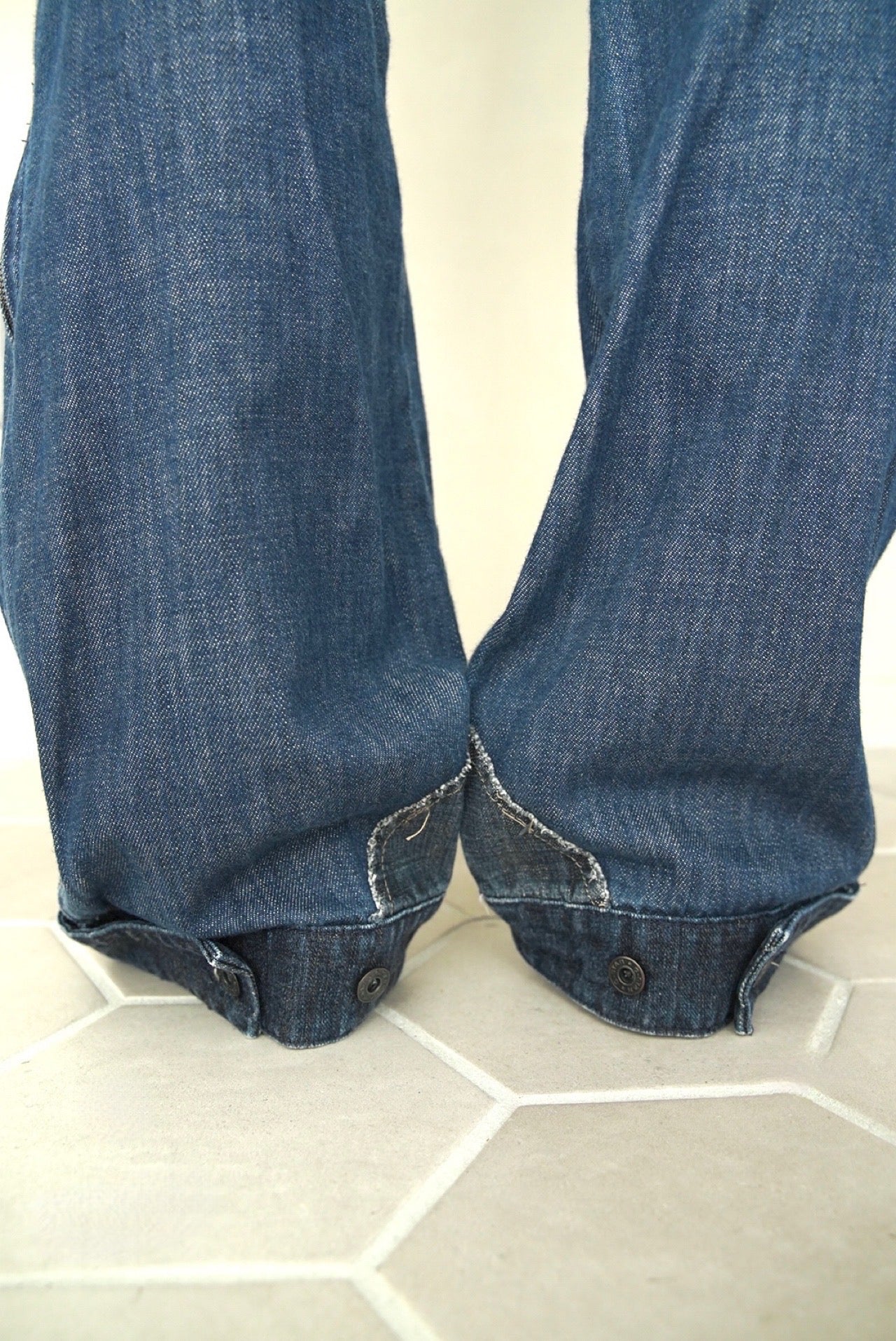 patchwork denim trousers