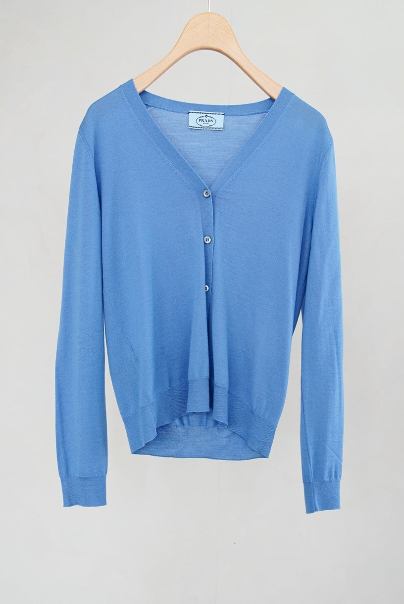2000s Prada, knit cardigan in blue