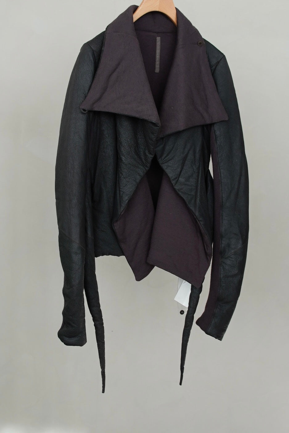 2000s Rick Owens, stone wash leather puffer down jacket
