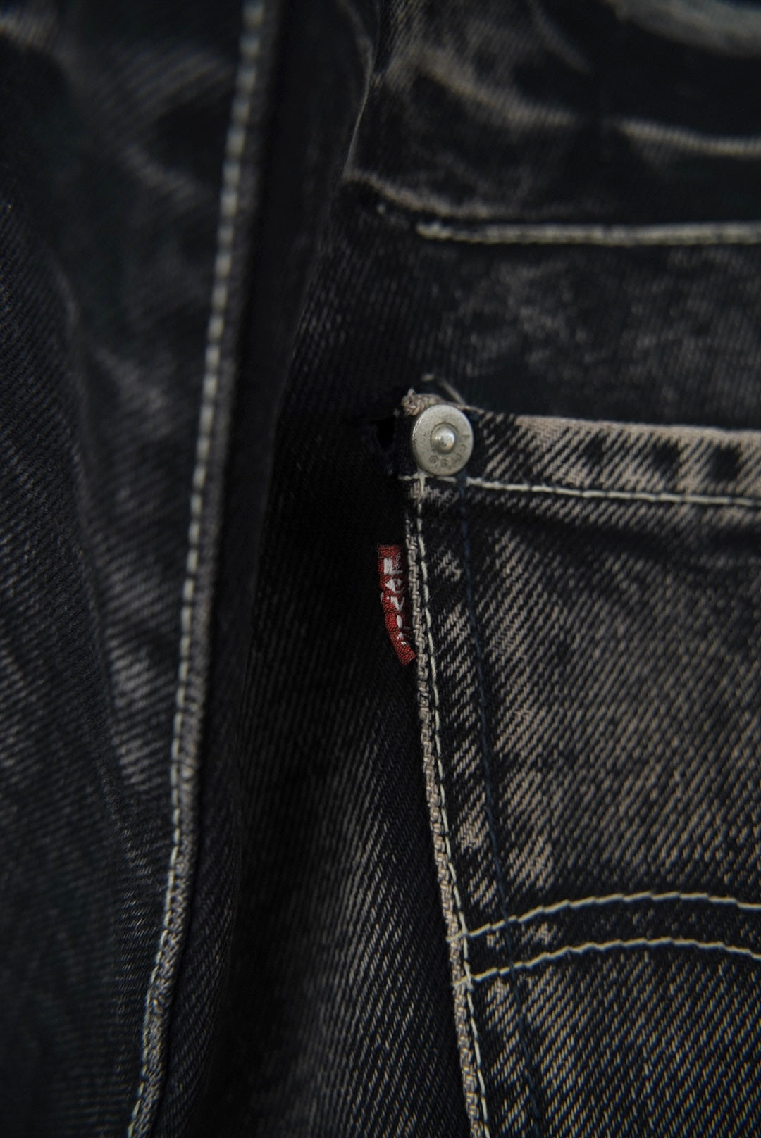 1990s Euro Levi's, black faded denim