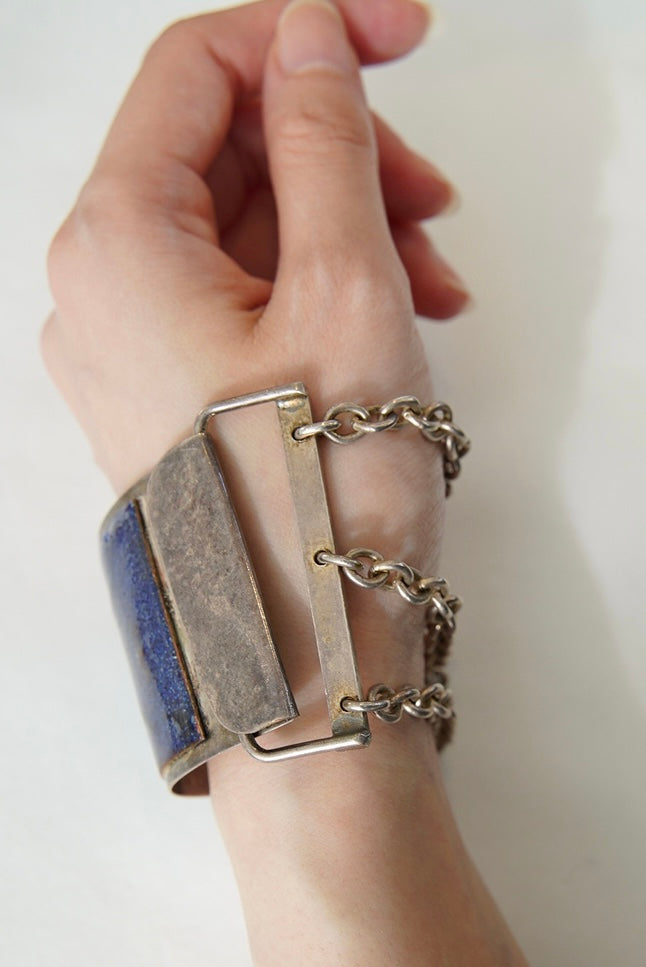 1960-70s Jacob Hull from Denmark, ceramic face chain bracelet