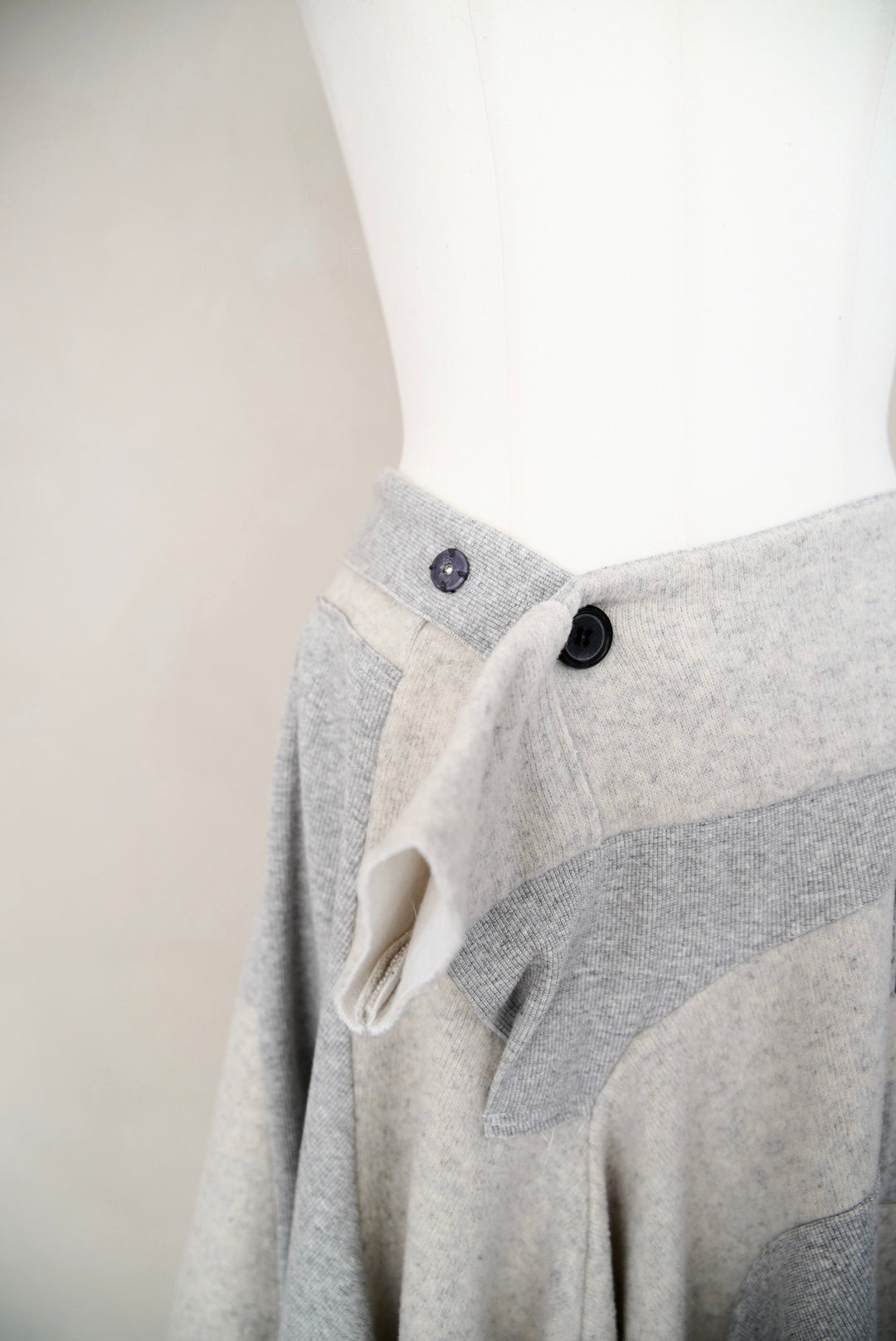 Early 2000s Y's, random patchworked sweat skirt