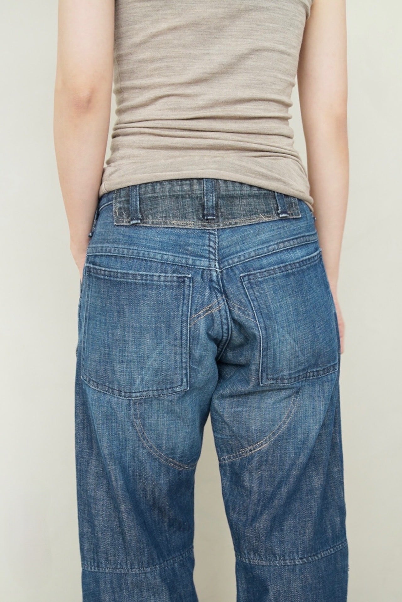 patchwork denim trousers
