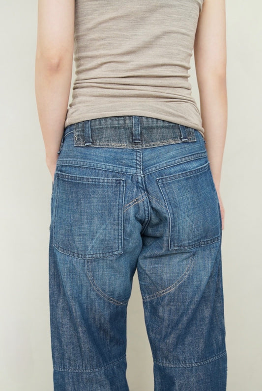 patchwork denim trousers