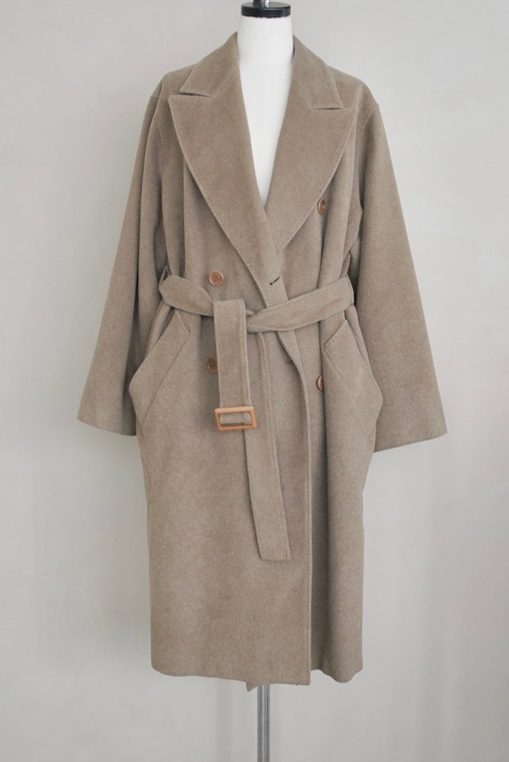 Early 2000s Max Mara, belted short hair long coat