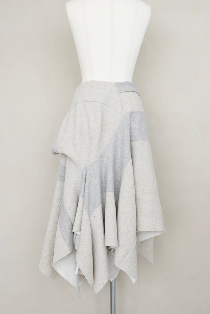 Early 2000s Y's, random patchworked sweat skirt