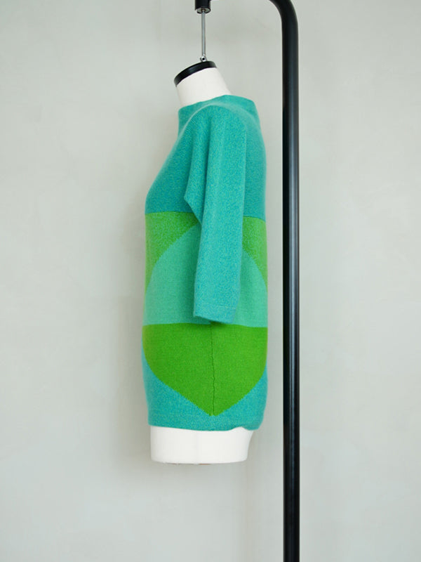 1960s Ballantyne designed by Bonnie Cashin, abstract pattern cashmere knit top