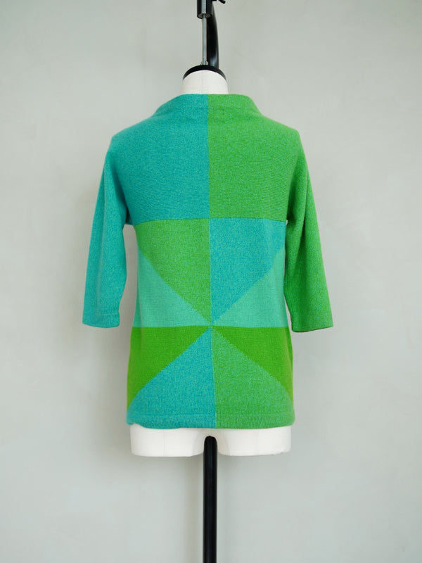 1960s Ballantyne designed by Bonnie Cashin, abstract pattern cashmere knit top
