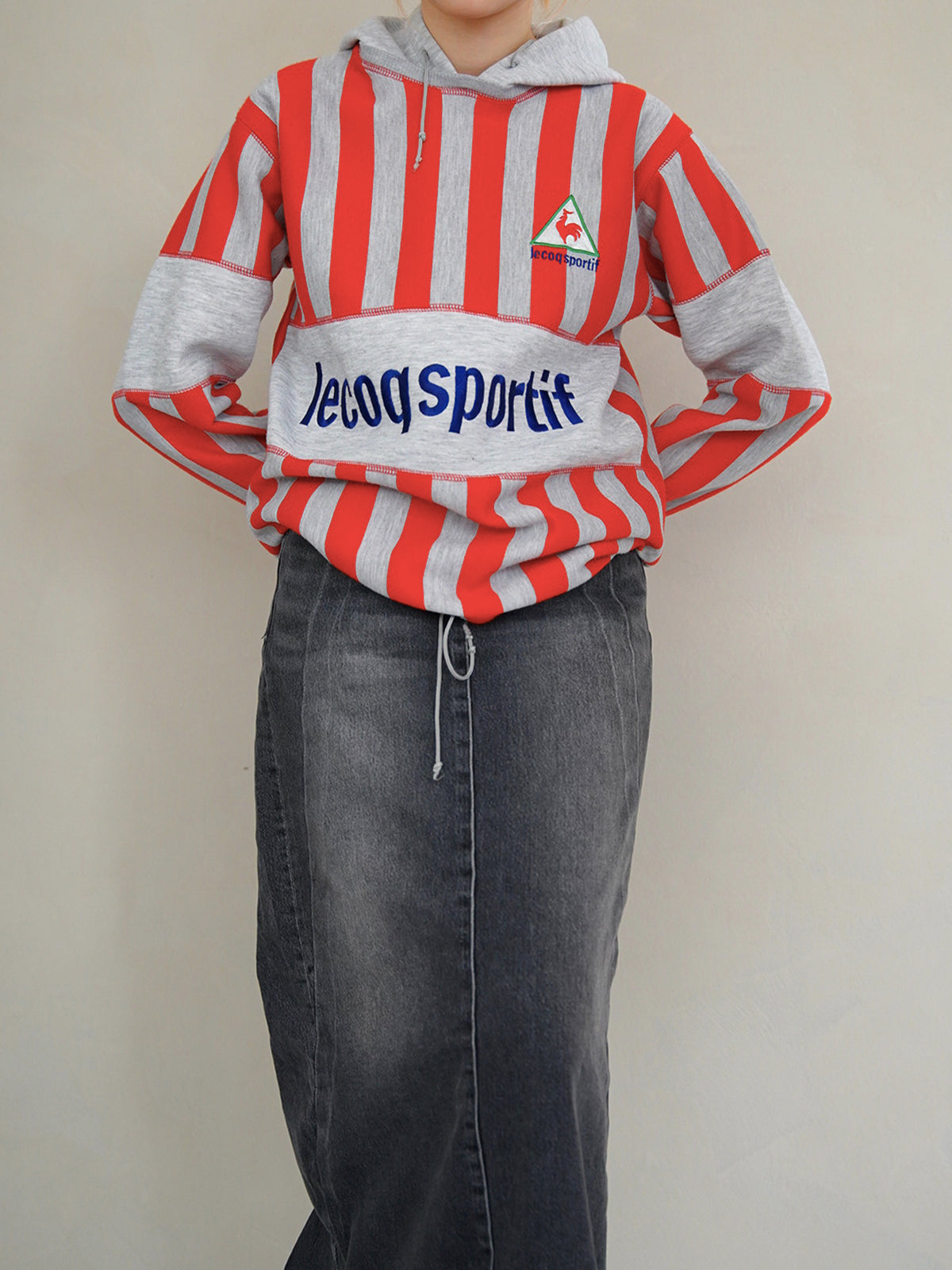 1980s Le coq sportif, striped sweat hoodie