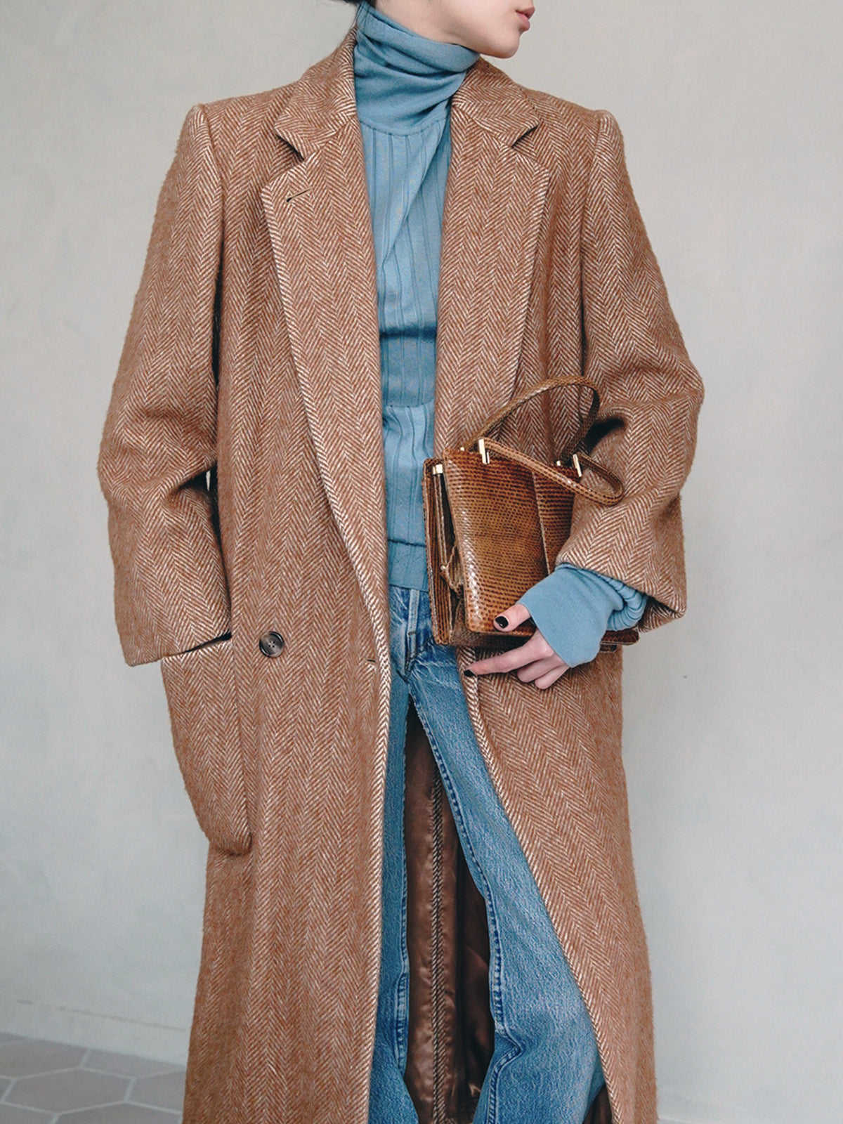 1990s Perry Ellis, herringbone coat