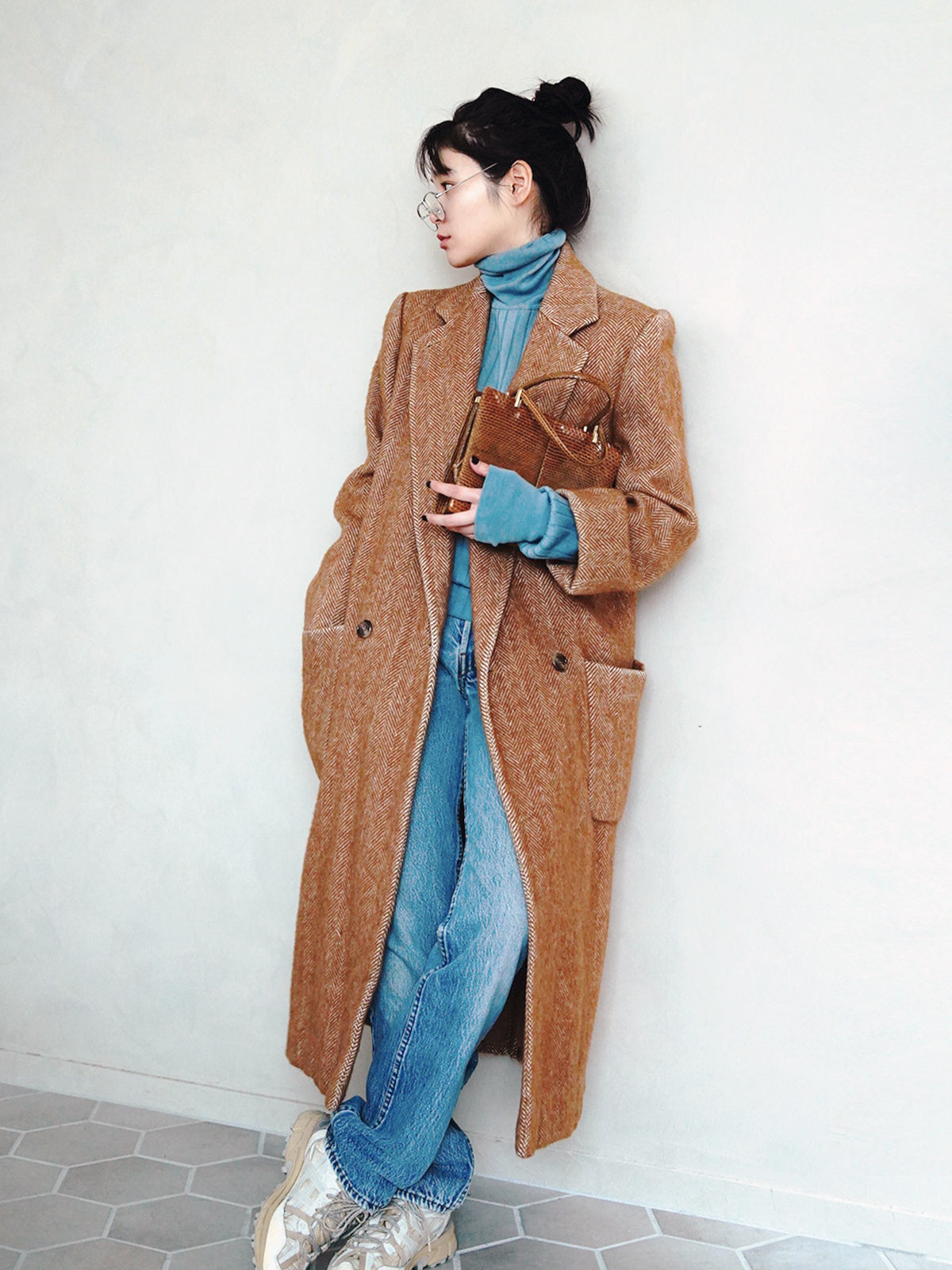 1990s Perry Ellis, herringbone coat