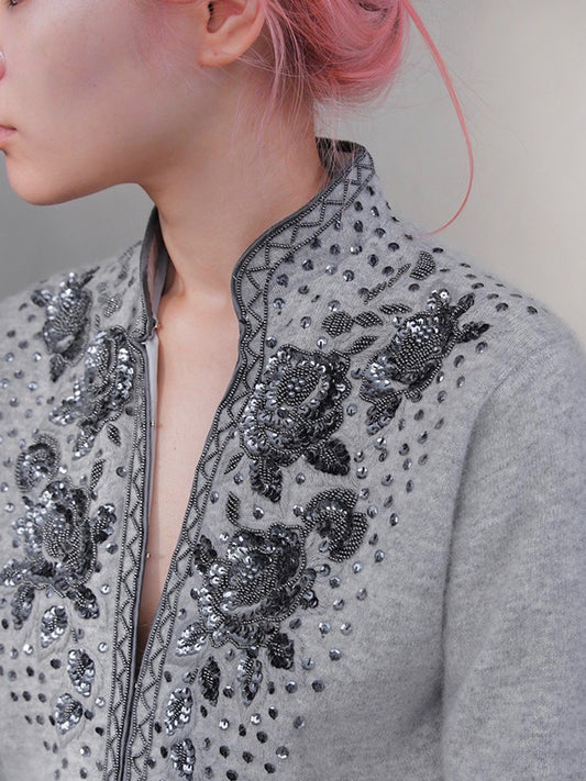 1960s Angola, sequin, embroidered knit jacket