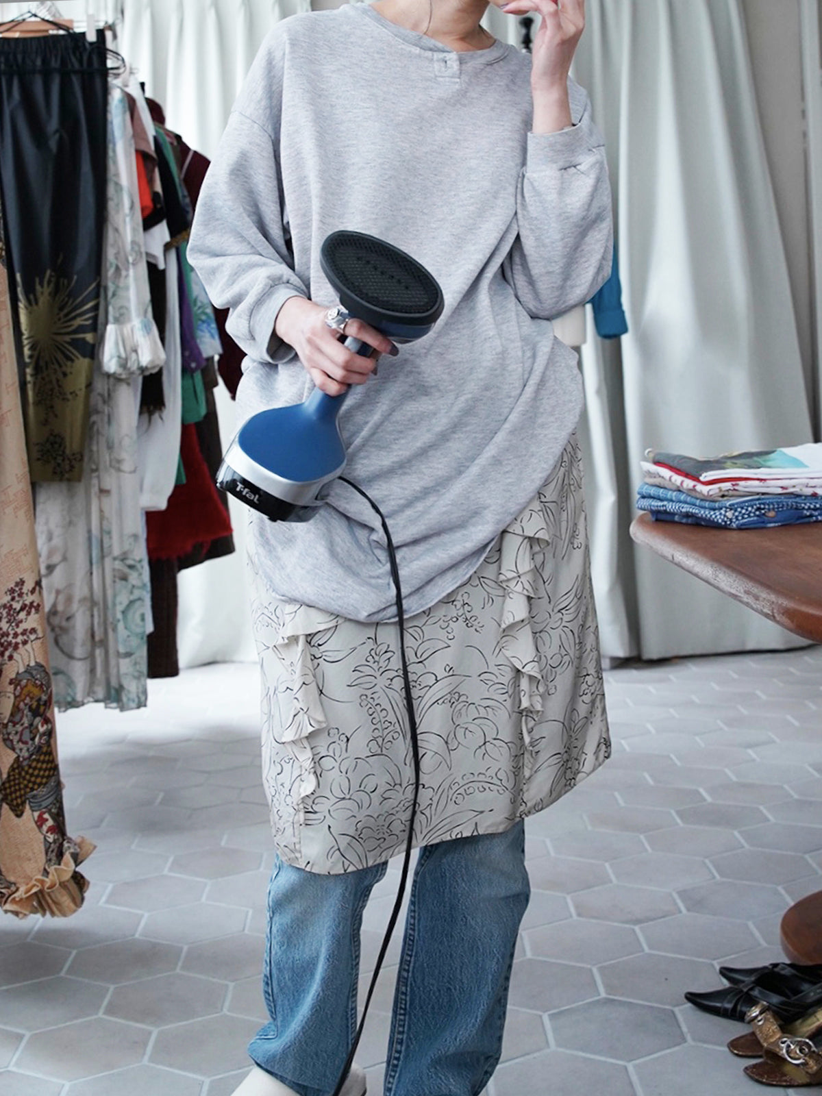 1980s Henry neck long sweat shirt