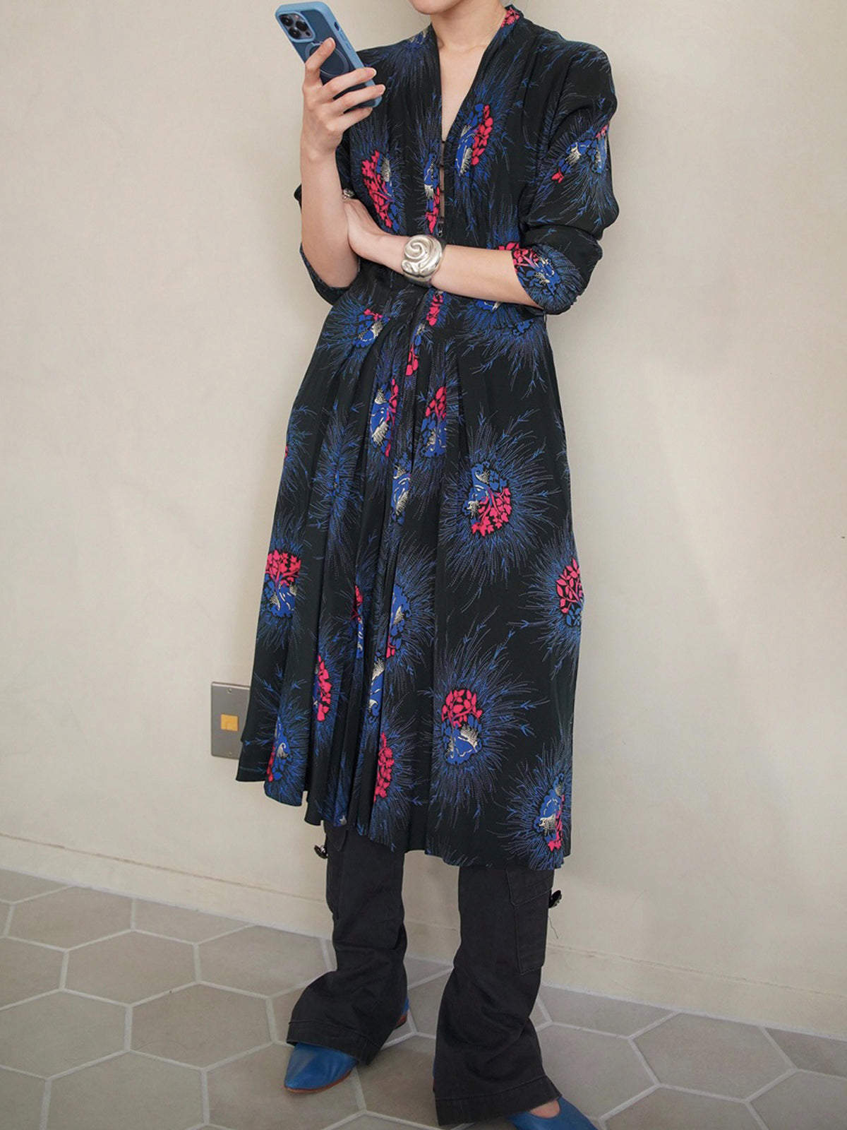 1950s Vintage, botanical printed dress