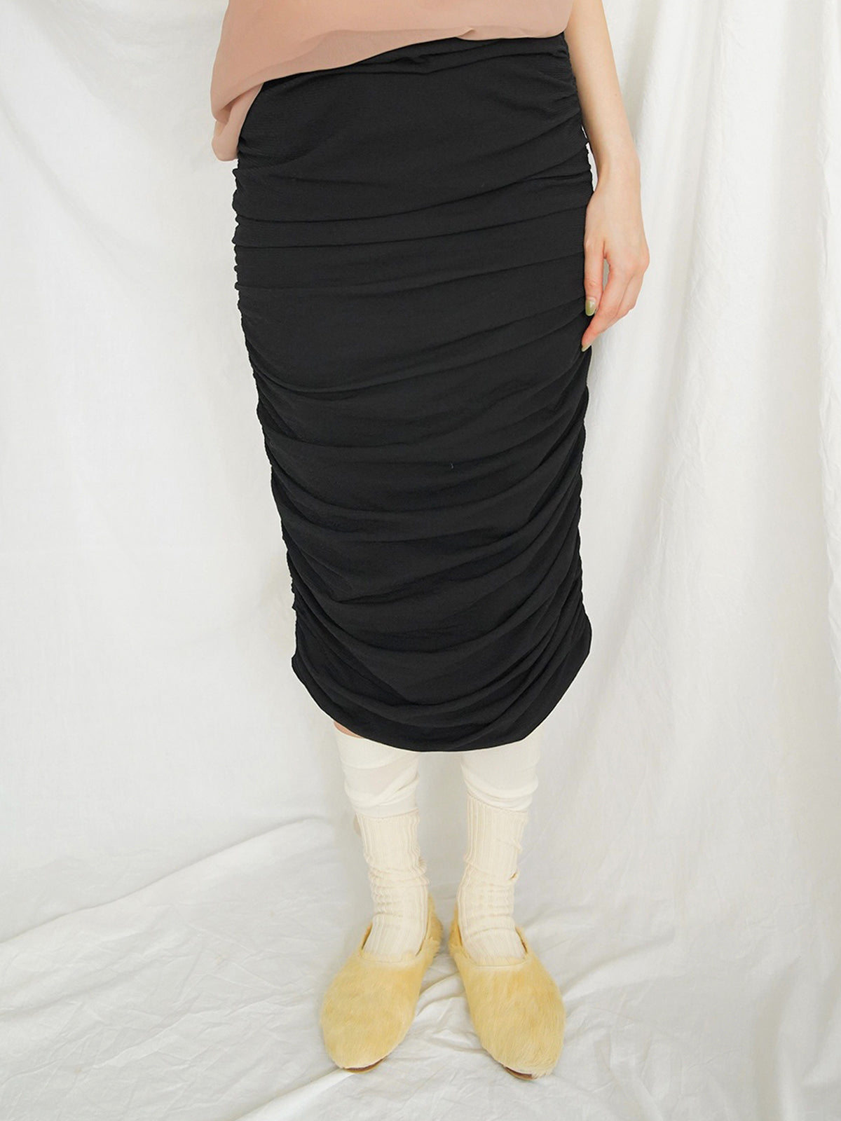 2000s jersey fabric drape skirt