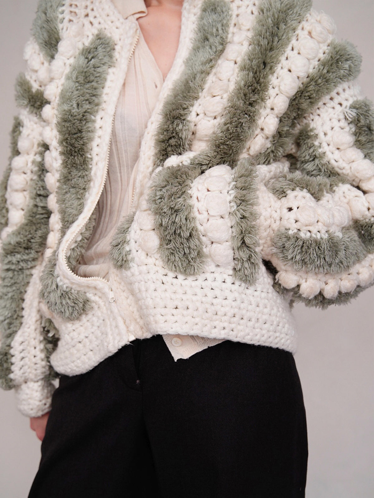 1970s chunky knit blouson