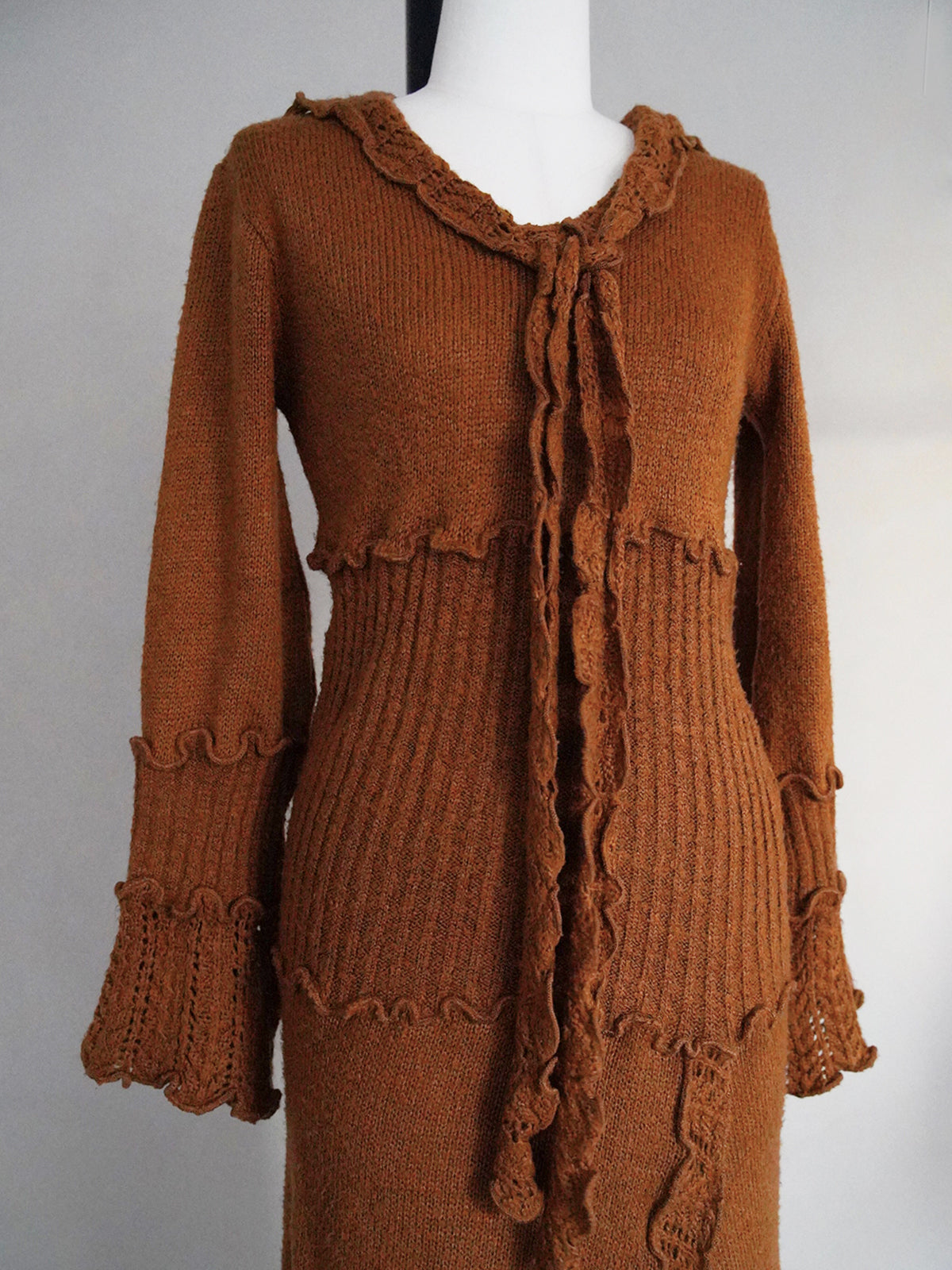 1990s Asymmetry knit tie dress