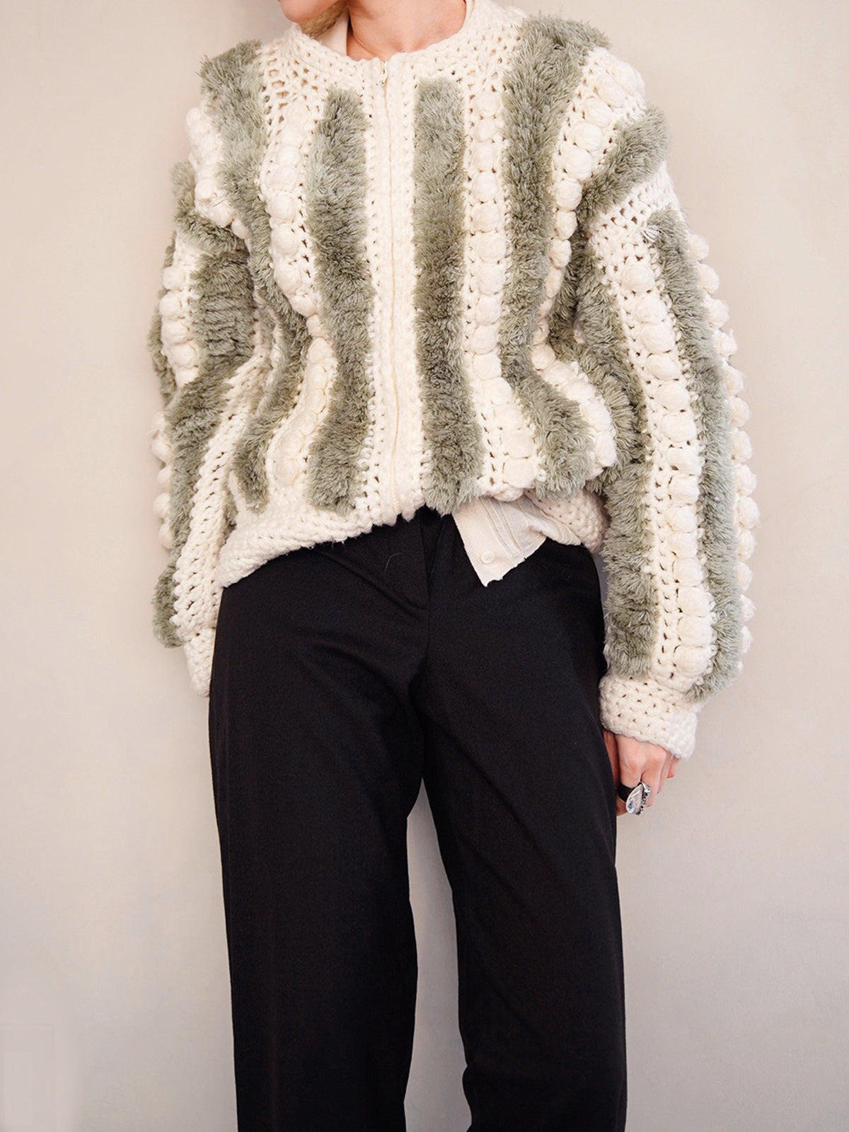 1970s chunky knit blouson