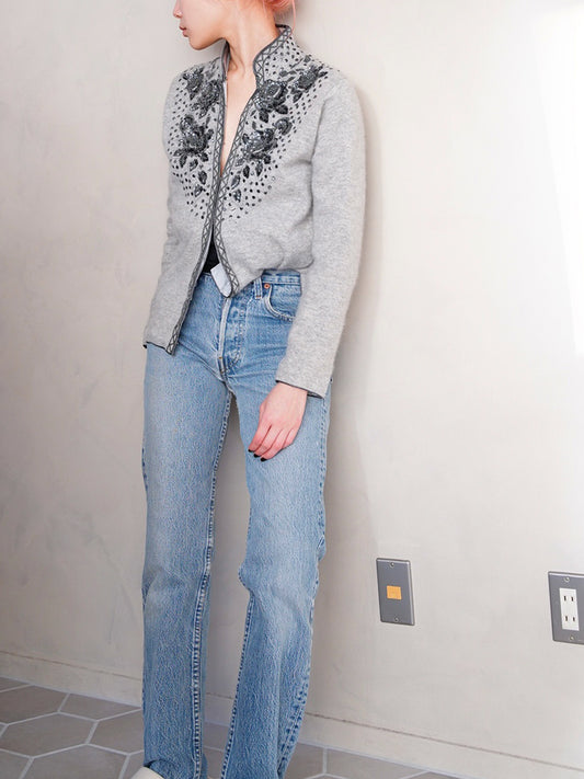 1960s Angola, sequin, embroidered knit jacket