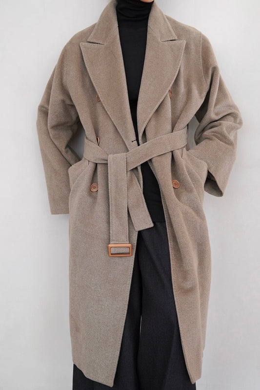 Early 2000s Max Mara, belted short hair long coat