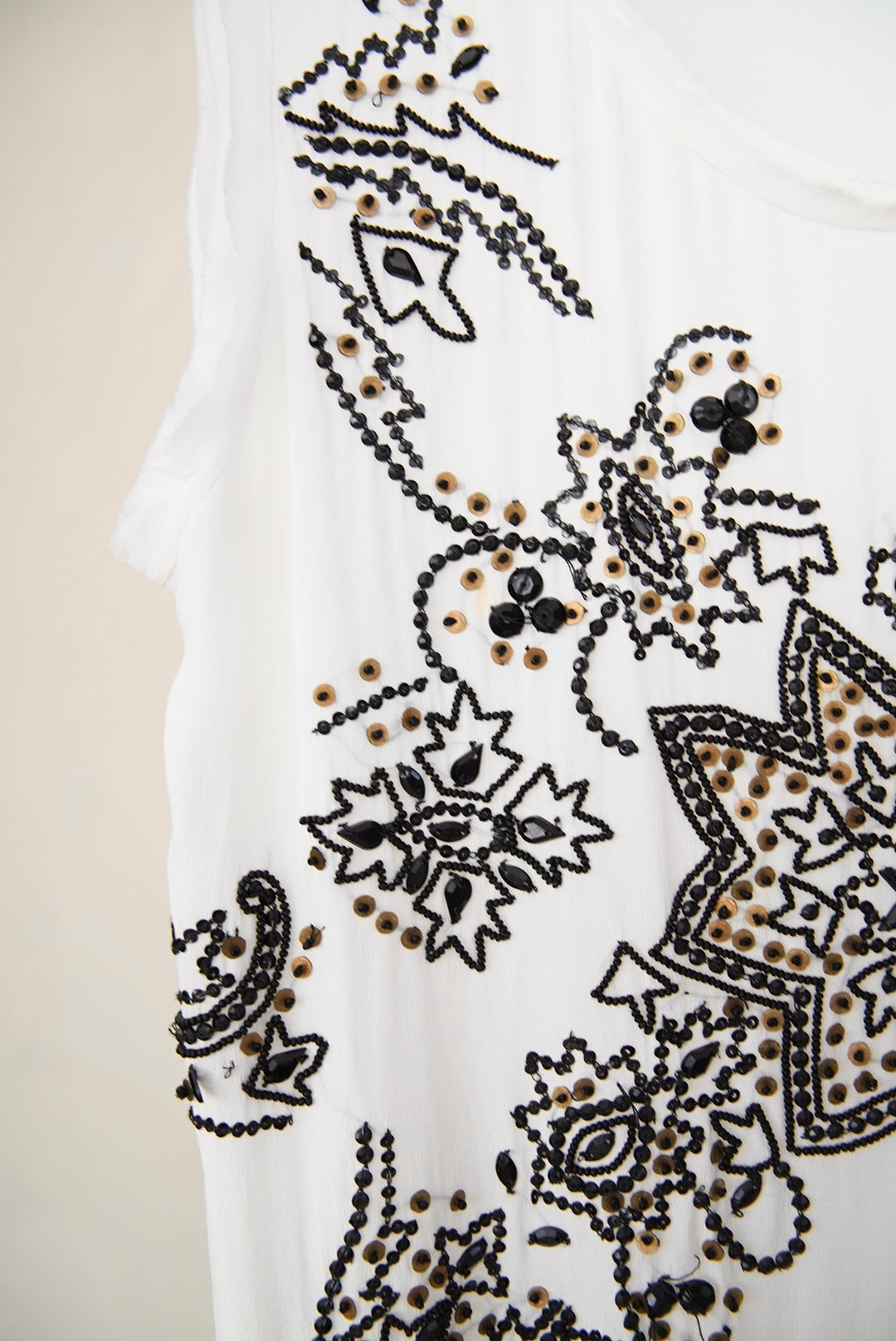 2000s Euro, beaded chiffon top
