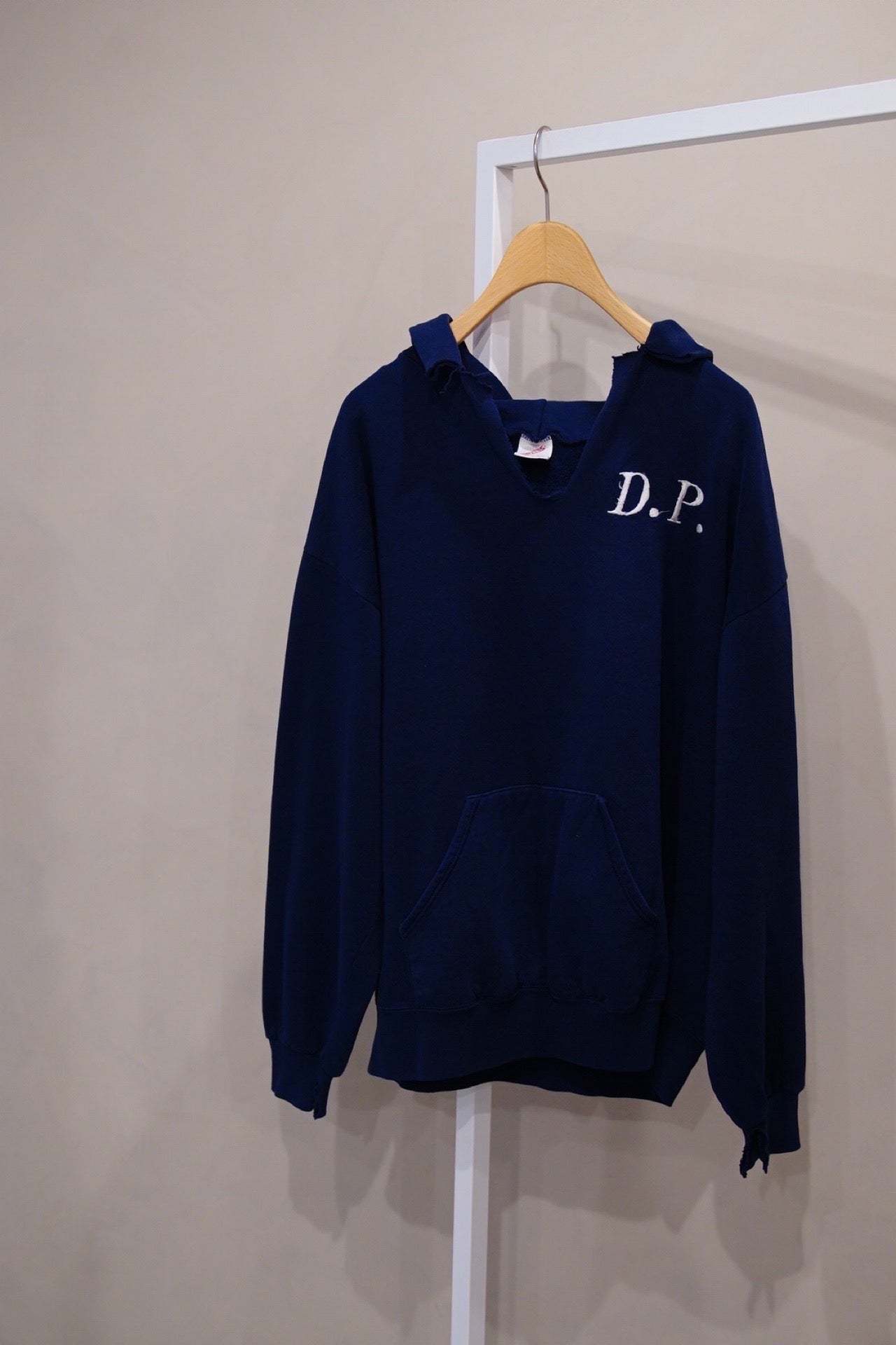 1980s Junk embroidered sweat hoodie in navy