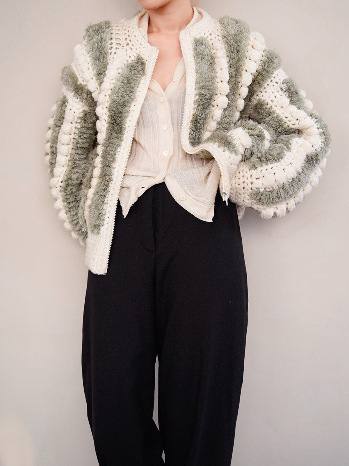 1970s chunky knit blouson