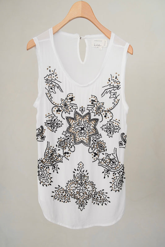 2000s Euro, beaded chiffon top