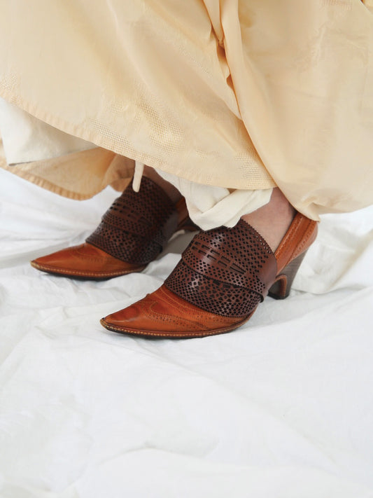 1990s Dries Van Noten, leather pumps with shell cover