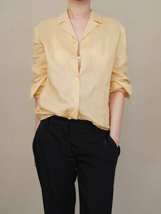 1990s Prada, open collar linen shirt