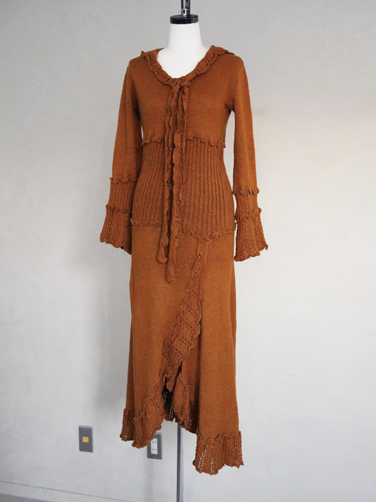 1990s Asymmetry knit tie dress