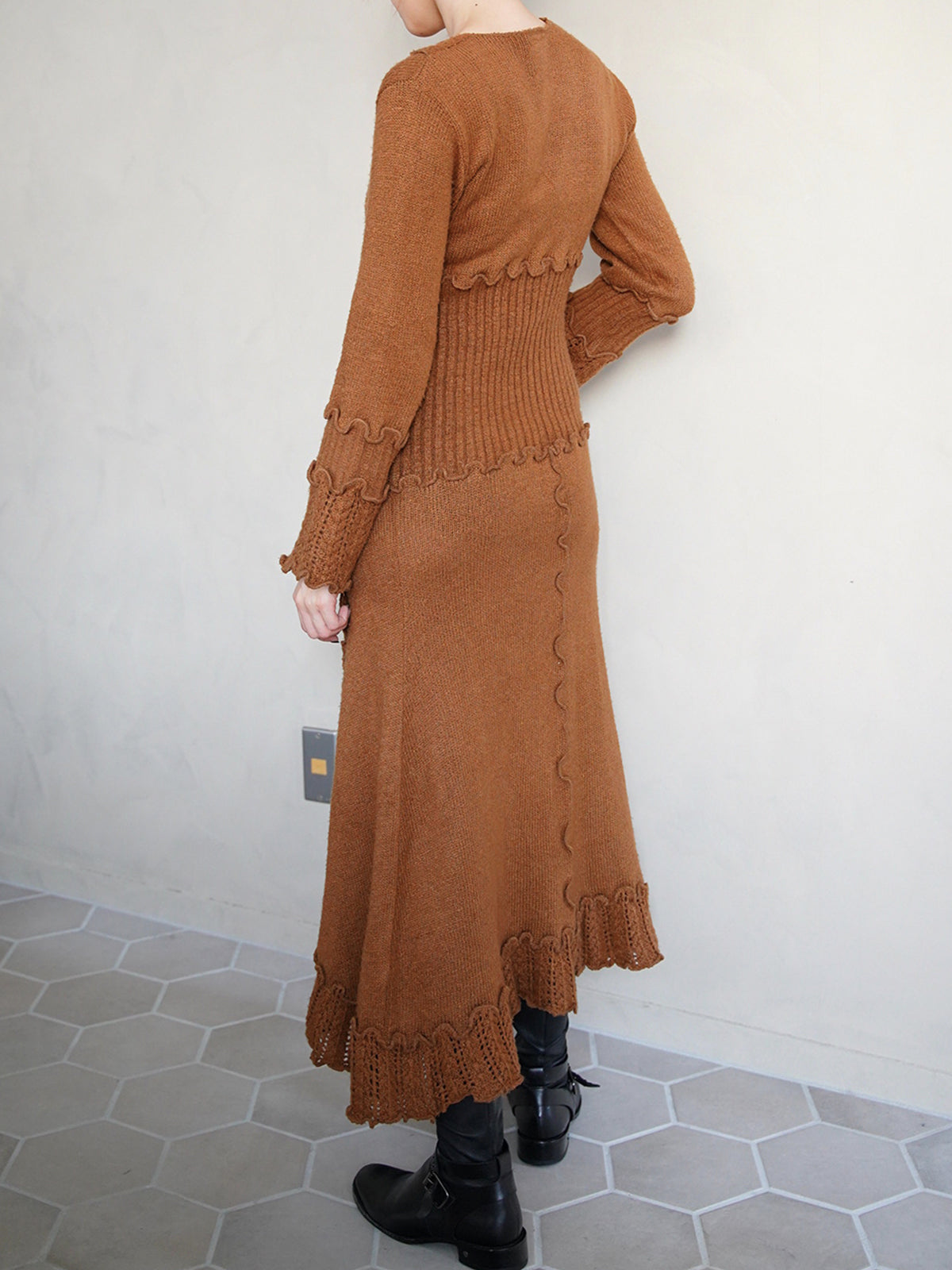 1990s Asymmetry knit tie dress
