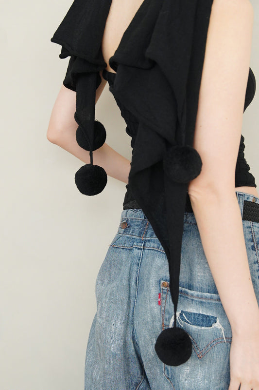 COMME des GARÇONS COMME des GARÇONS, pom pom wide knit stole