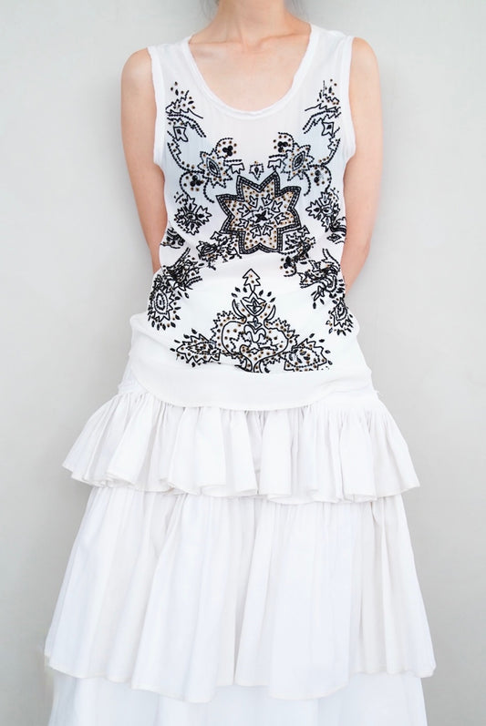 2000s Euro, beaded chiffon top