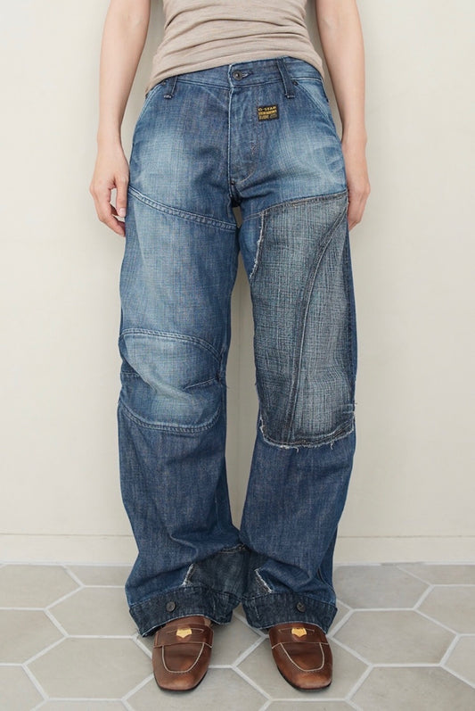 patchwork denim trousers