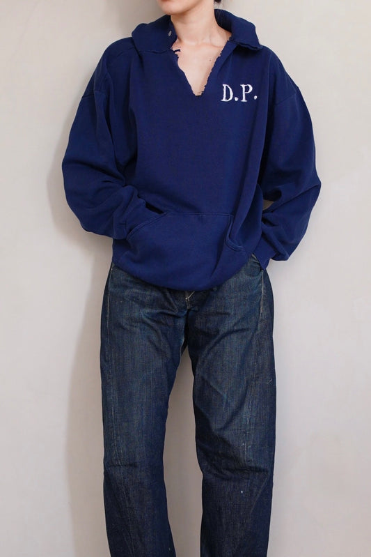 1980s Junk embroidered sweat hoodie in navy